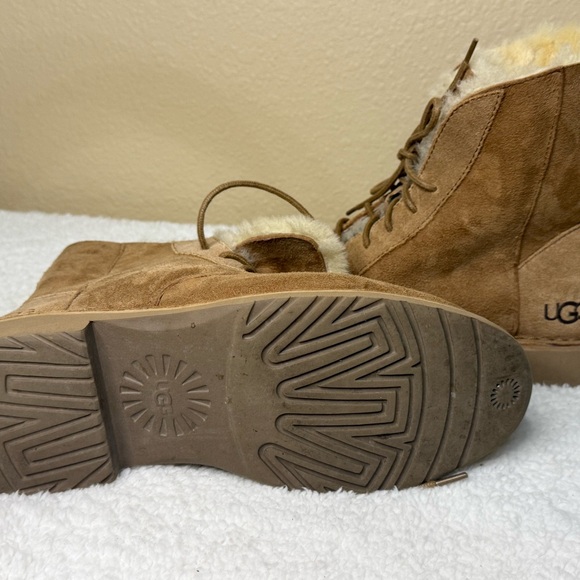 UGG Women's Tan Shearling Lace-Up Boots - Picture 8 of 9
